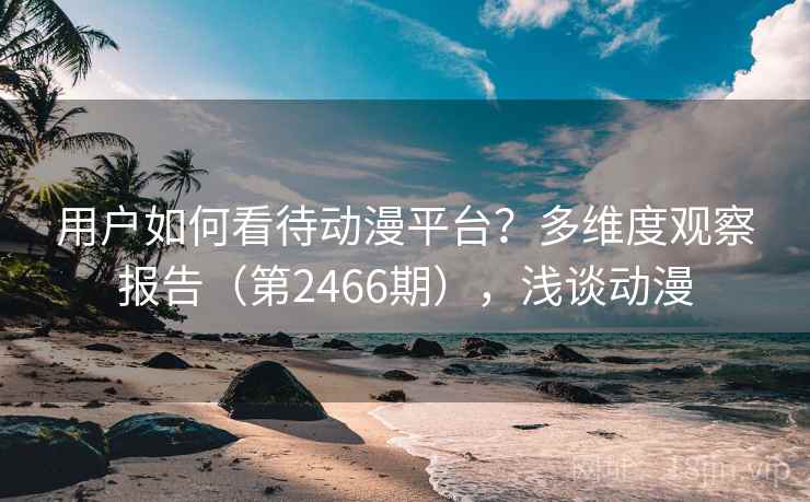 用户如何看待动漫平台？多维度观察报告（第2466期），浅谈动漫